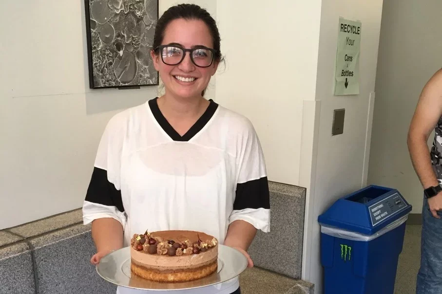 Woman holding cake