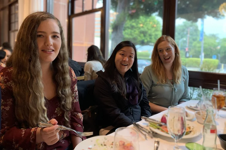 Lab members enjoying group dinner at Fogo De Chao