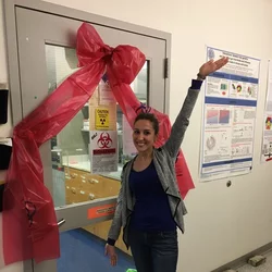 Pauline at the grand opening of the Tissue Culture suite